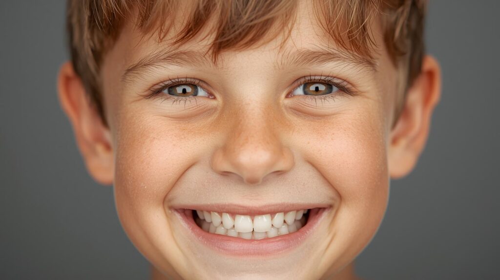 a 5 year old boy with a bright smile on his face